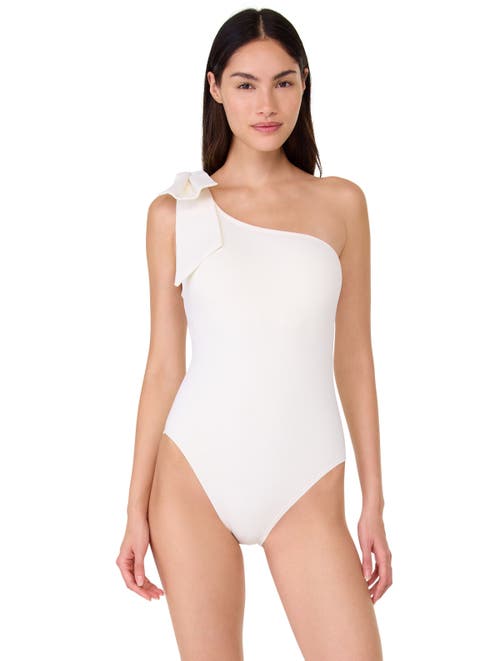 Kate Spade New York Shoulder Bow Tie One Shoulder One Piece Swimsuit In Cream