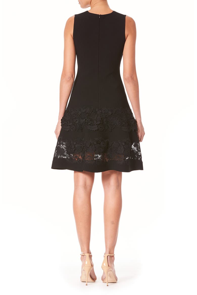 Guipure Lace Trim Fit & Flare Dress, Alternate, color, BLACK