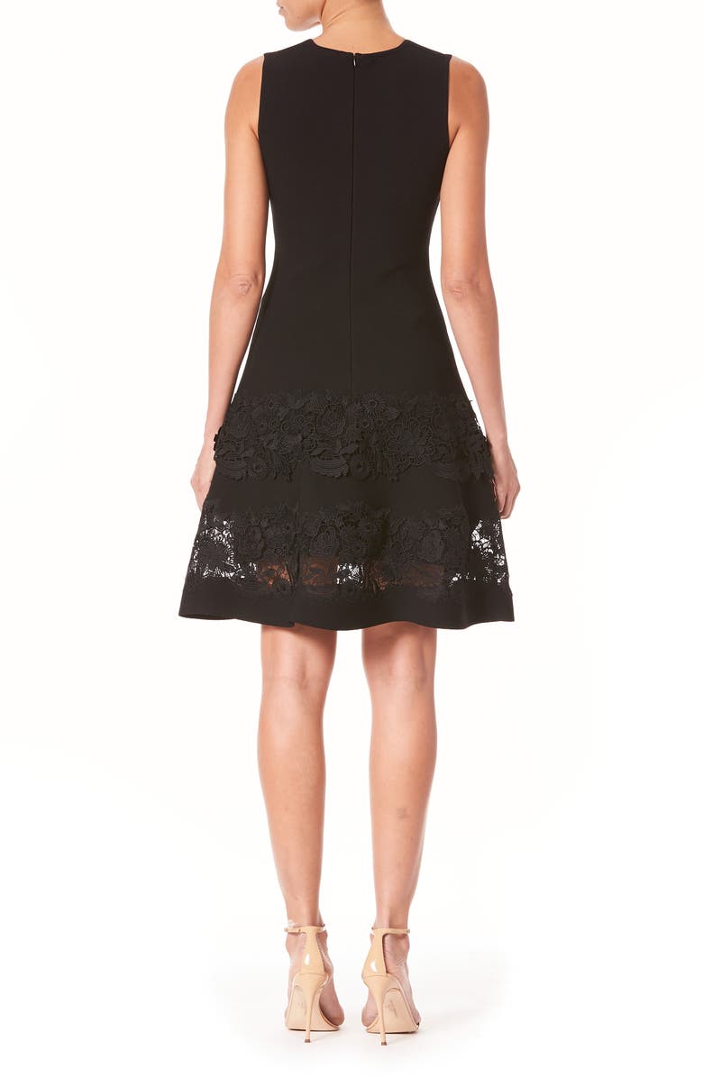 Carolina Herrera Guipure Lace Trim Fit & Flare Dress, Alternate, color,