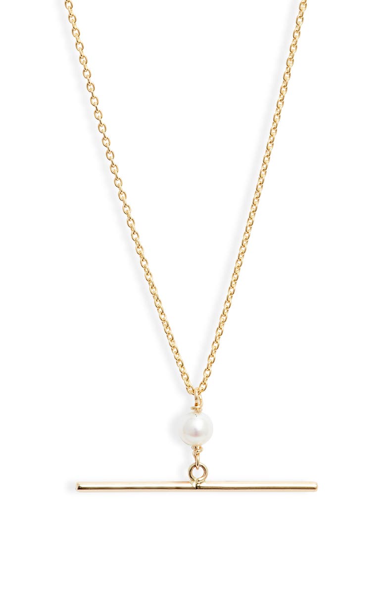 Poppy Finch Cultured Pearl & Bar Pendant Necklace, Main, color, 