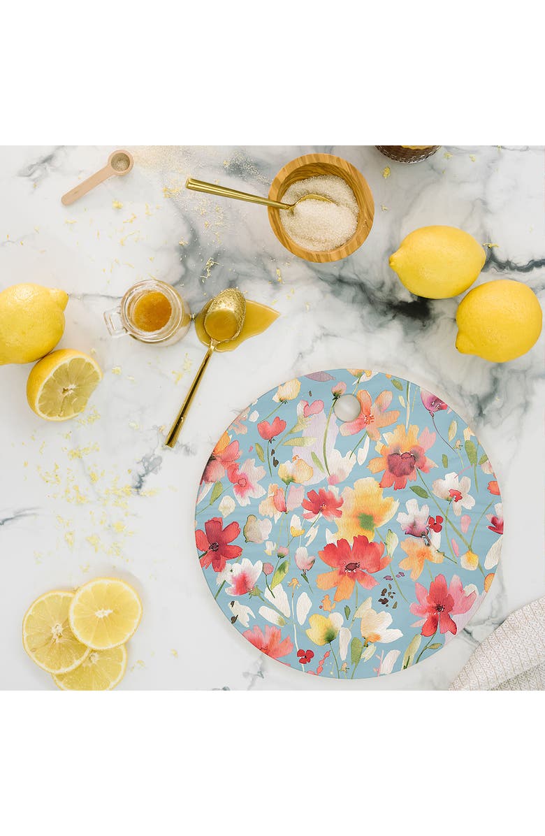 Deny Designs Spring Cosmos Wildflower Print Cutting Board, Alternate, color, Blue