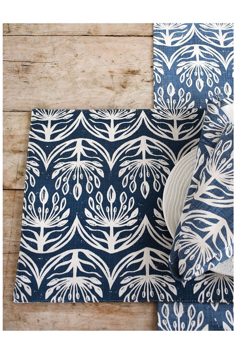 Botanical Set of 4 Placemats, Alternate, color, INDIGO
