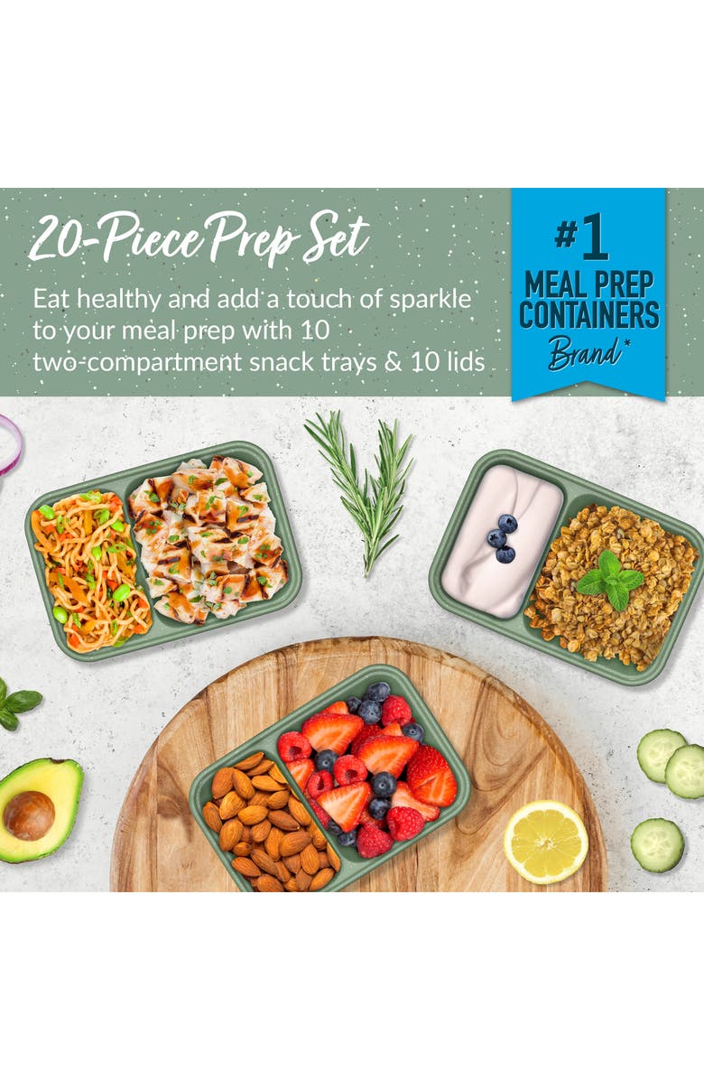 BENTGO Prep 20-Piece 2-Compartment Snack Containers, Alternate, color,