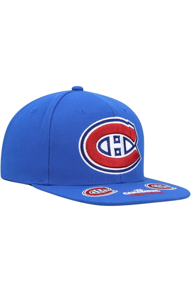 Mitchell & Ness Men's Mitchell & Ness Blue Montreal Canadiens Vintage Hat Trick Snapback Hat, Alternate, color,