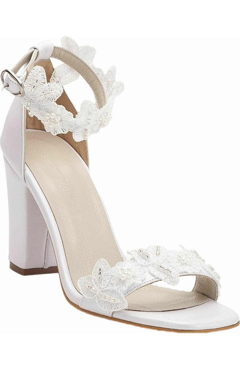 Forever & Always Shoes Vivian Lace Bridal Leather Sandals, Main, color, Ivory Leather