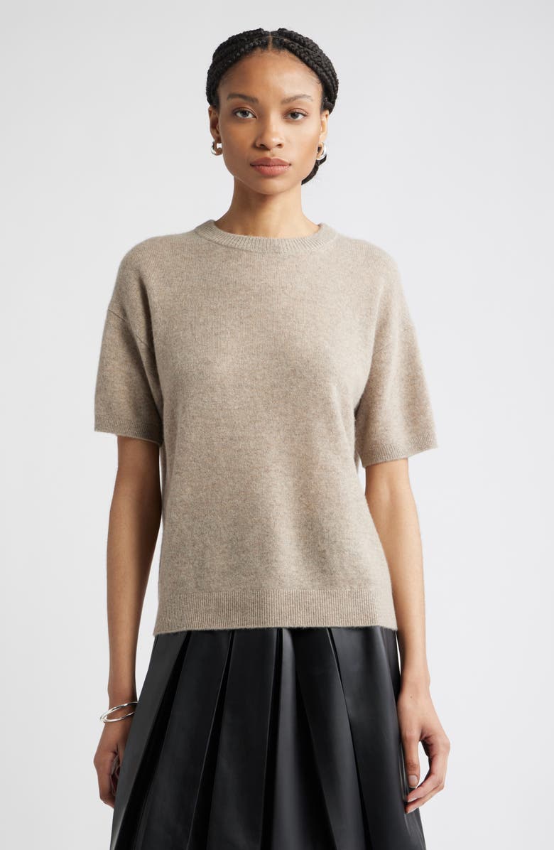 Nordstrom Short Sleeve Cashmere Sweater, Main, color, Beige Bliss