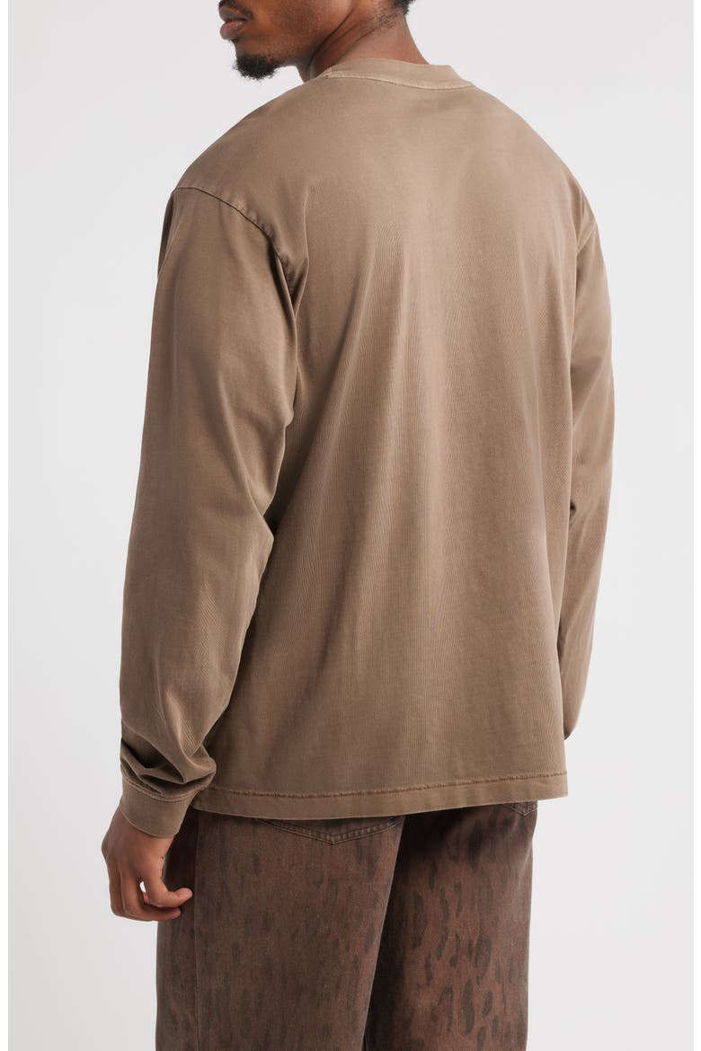 Oversize Long Sleeve Pocket T-Shirt, Alternate, color, BROWN SHIITAKE WASHED