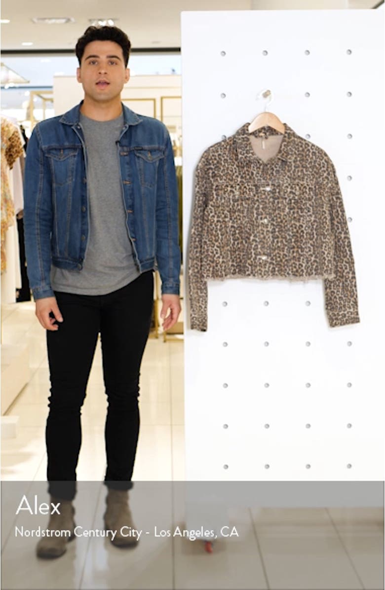 Cheetah Print Crop Cutoff Denim Jacket, sales video thumbnail
