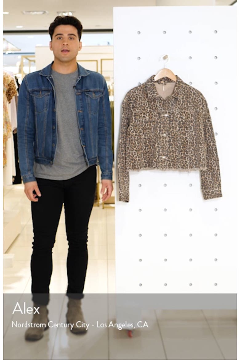 Cheetah Print Crop Cutoff Denim Jacket video