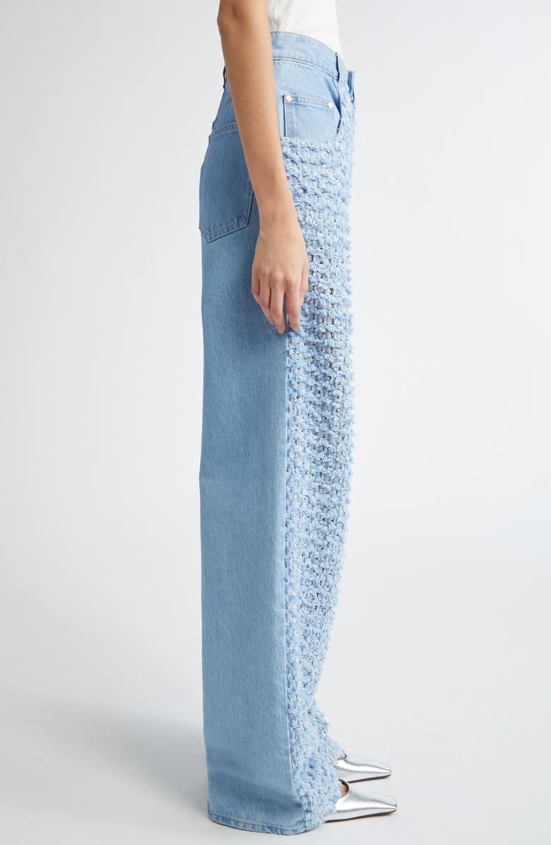 Stella McCartney Bouclé Effect Denim Wide Leg Jeans, Alternate, color, 