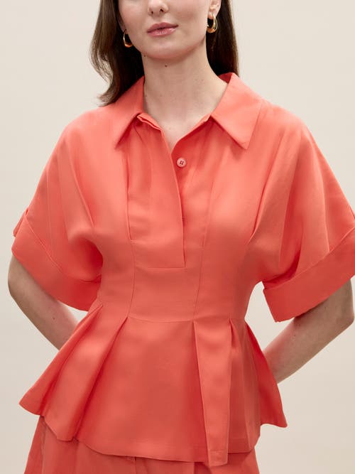 Rebecca Taylor Lena Shine Blouse In Coral