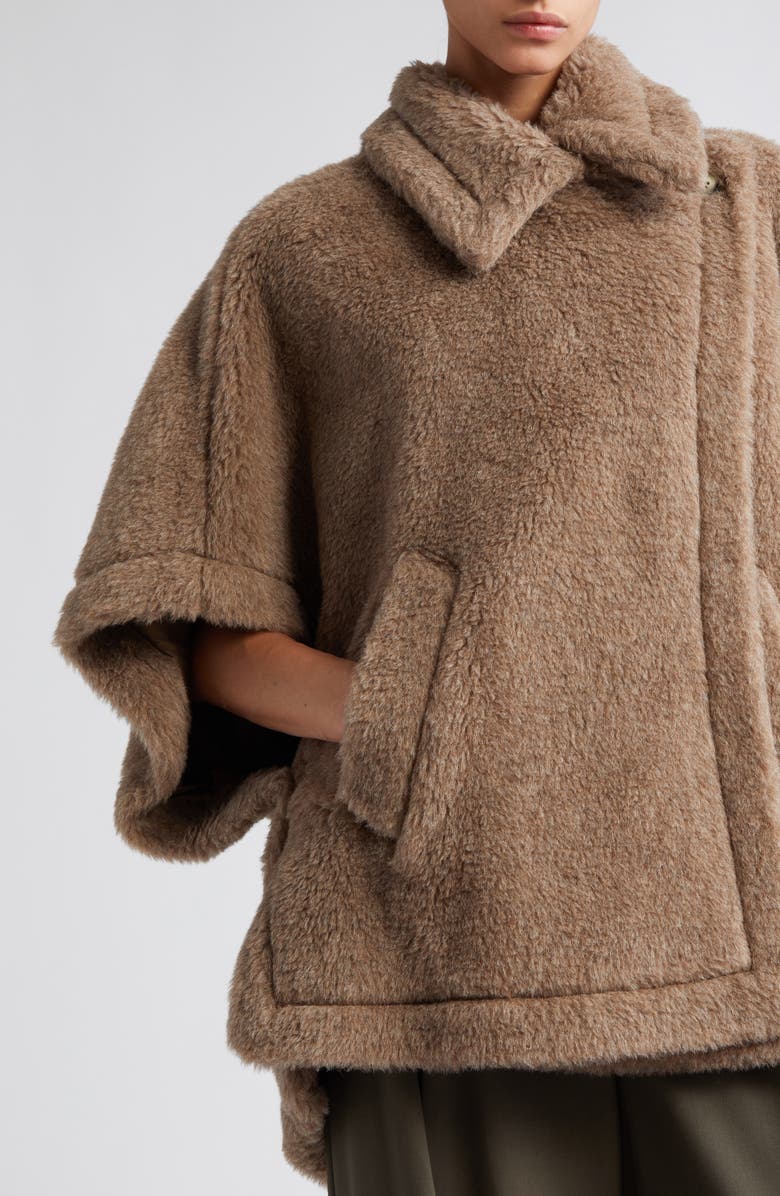 Max Mara Tebe Teddy Alpaca, Cashmere & Silk Cape, Alternate, color,