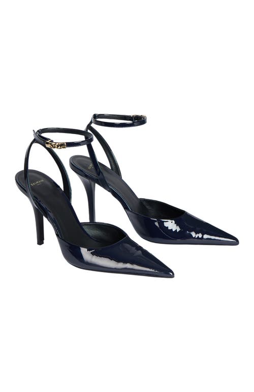 Balmain Patent Leather Strappy Courts In Blue