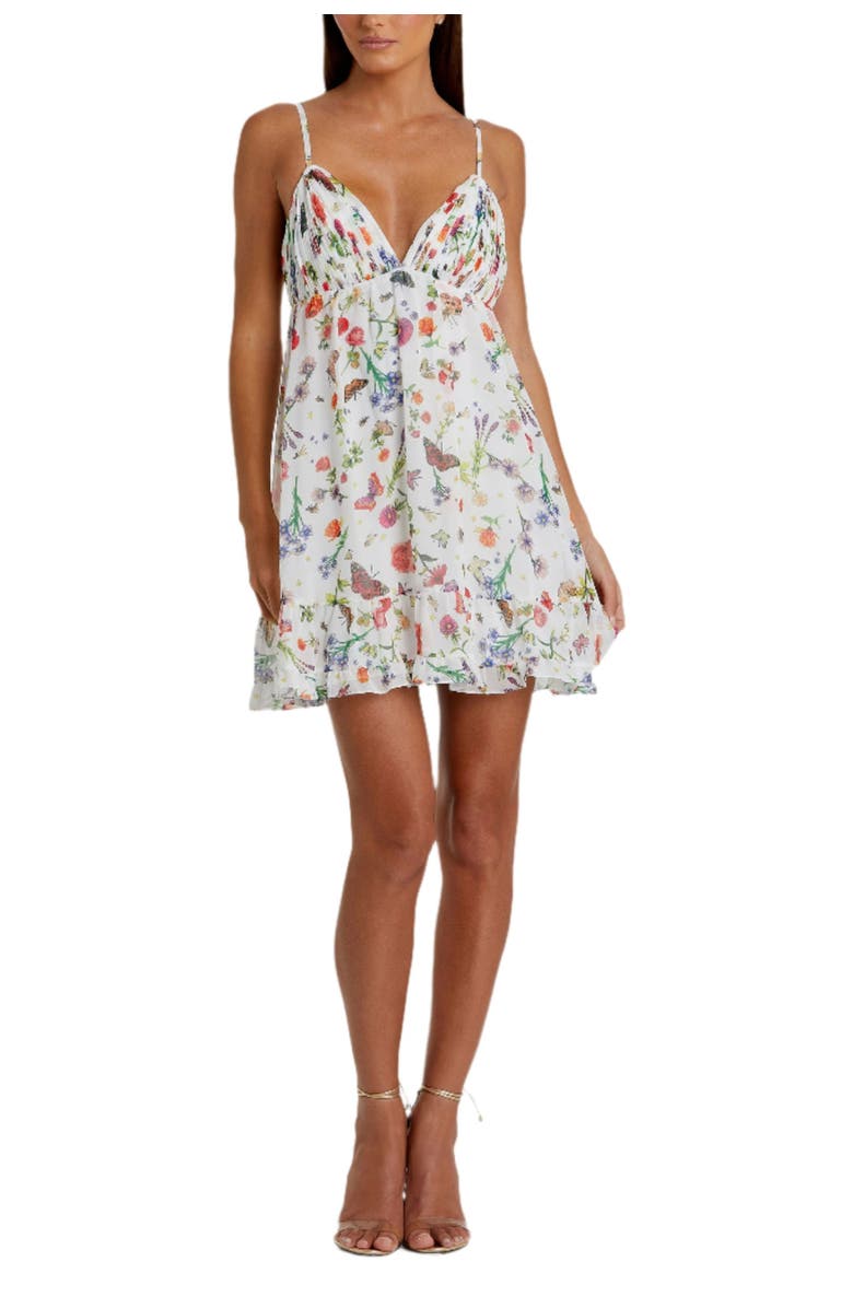 Mac Duggal Butterfly Print Ruffle Hem Mini Dress, Main, color,