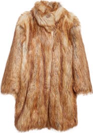 Akris punto Stand Collar Faux Fur Coat