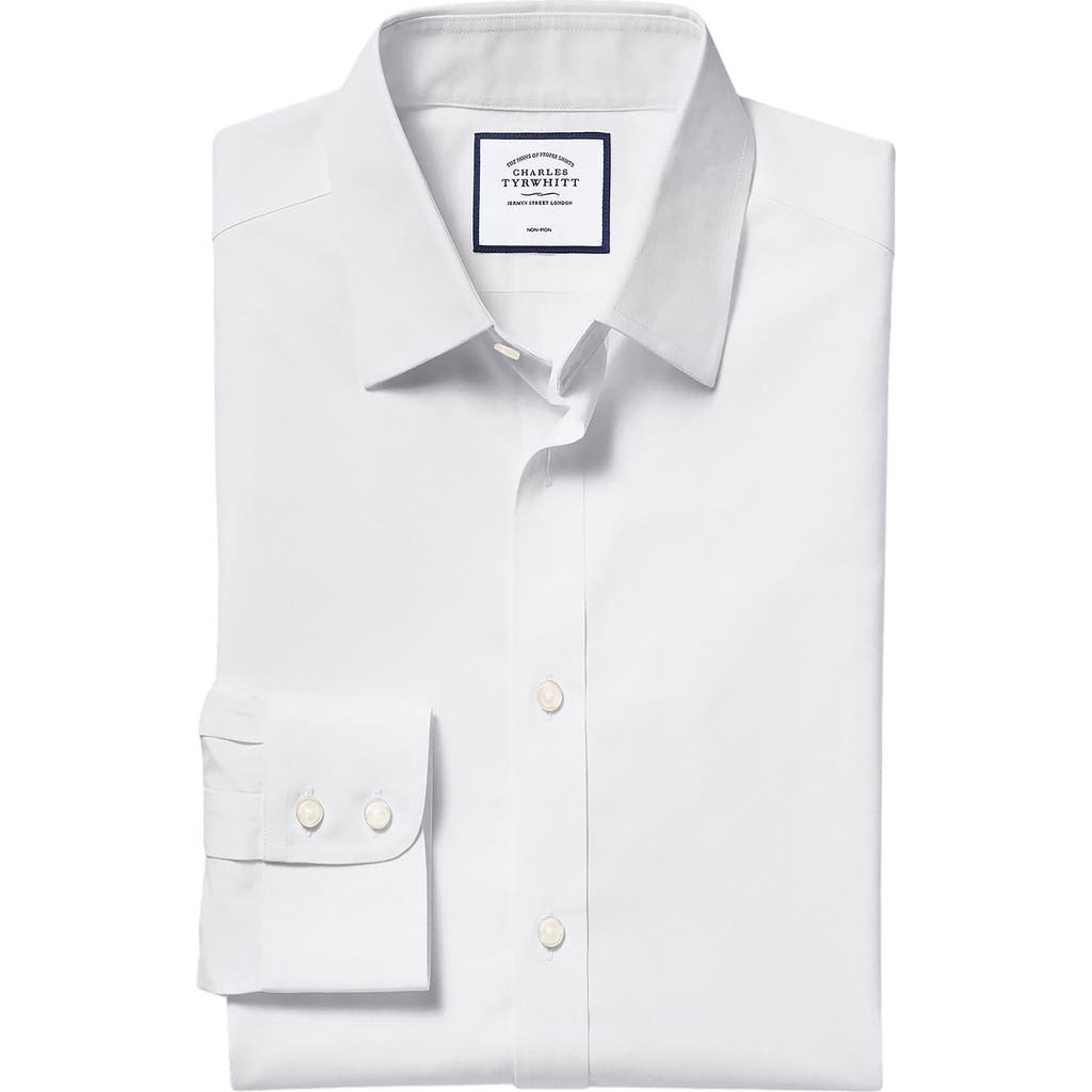 CHARLES TYRWHITT CHARLES TYRWHITT NON-IRON POPLIN SLIM FIT SHIRT DOUBLE CUFF