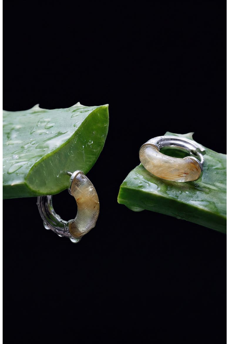 Star-Carved Hoop Earrings, Alternate, color, 925 STERLING SILVER