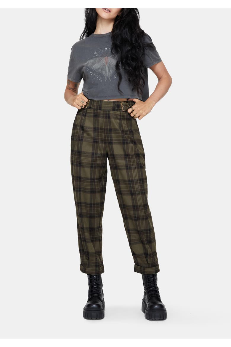 Cecily Buckle Check Balloon Trousers, Main, color, Green