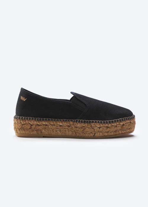 Viscata Castell Canvas Espadrille Platforms In Black
