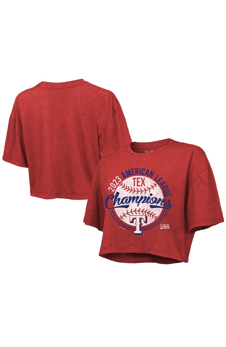 Majestic Threads Women's Majestic Threads  Red Texas Rangers 2023 American League Champions Boxy Cropped T-Shirt, Main, color, 