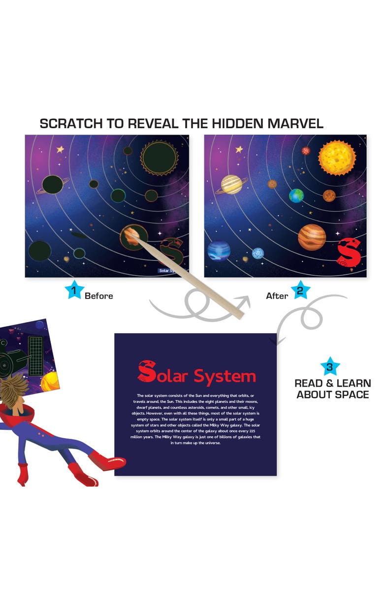 Chalk & Chuckles Scratch Art A to Z Space Adventure, Alternate, color, NO COLOR