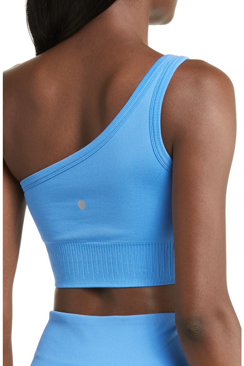 Allure One-Shoulder Rib Sports Bra, Alternate, color, BLUE REGATTA
