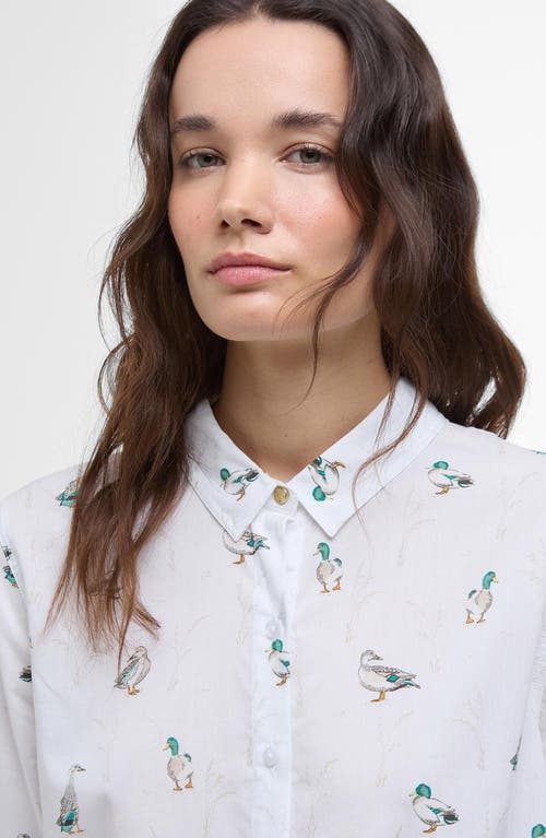 Barbour Animal Print Button-up Shirt In White