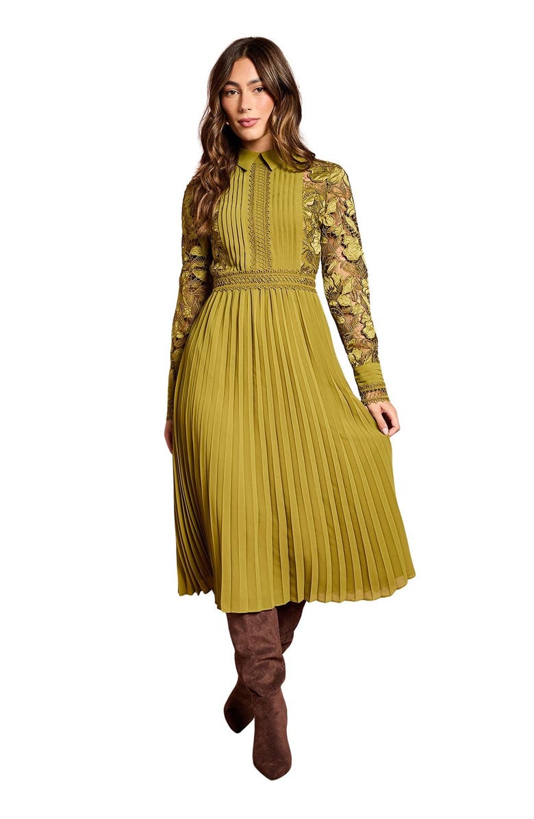 Coast Long Sleeve Midi Shirt Dress, Main, color, Olive