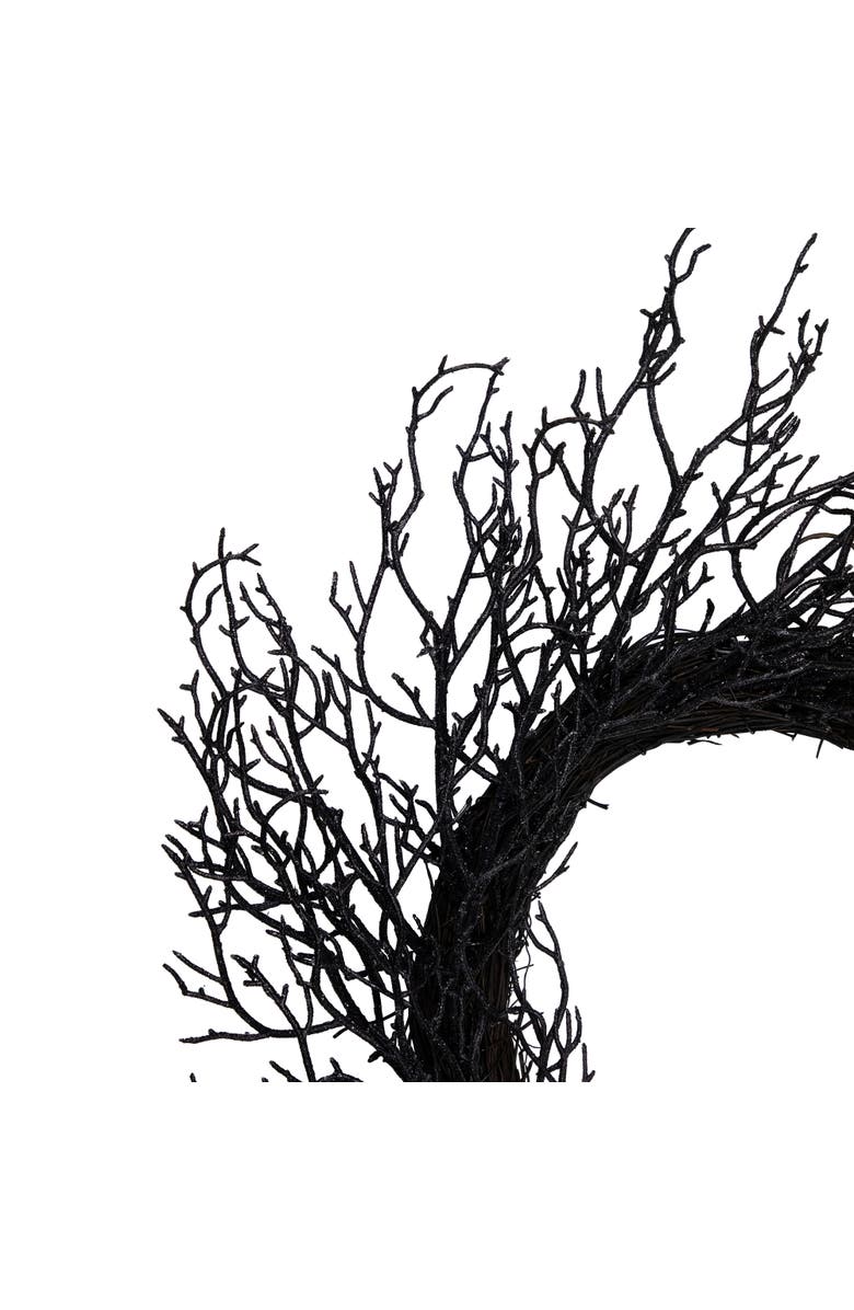Northlight Glittered Twig Artificial Halloween Wreath - 24" - Black - Unlit, Alternate, color,