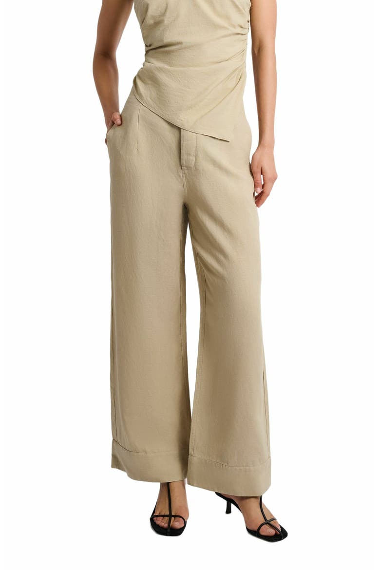 Air Linen Paperbag Trouser, Alternate, color, JUTE