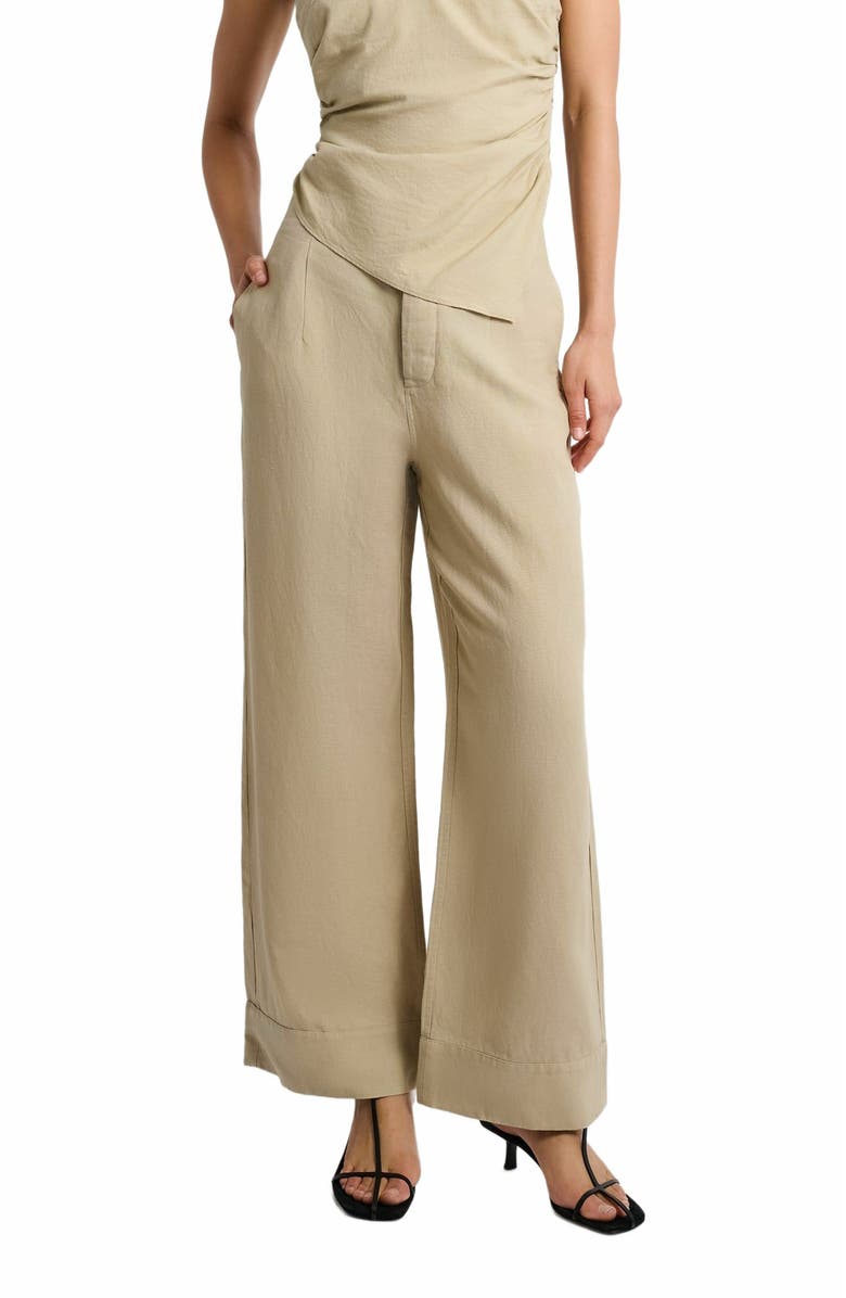 Onia Air Linen Paperbag Trouser, Alternate, color, Jute
