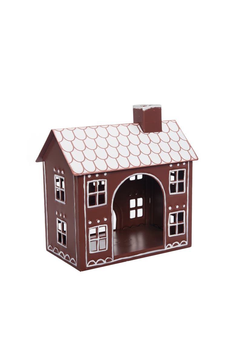 Transpac Multicolor Metal Light Up Gingerbread House Decorative Christmas, Alternate, color, Brown
