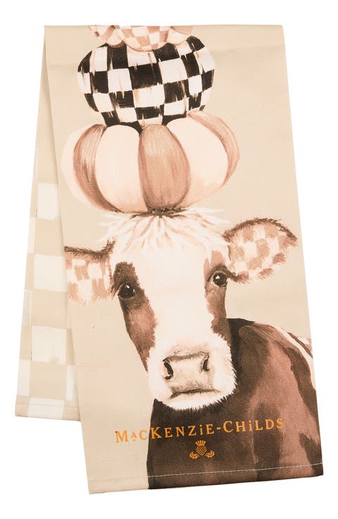 Mocha Cow Printed Dish Towel