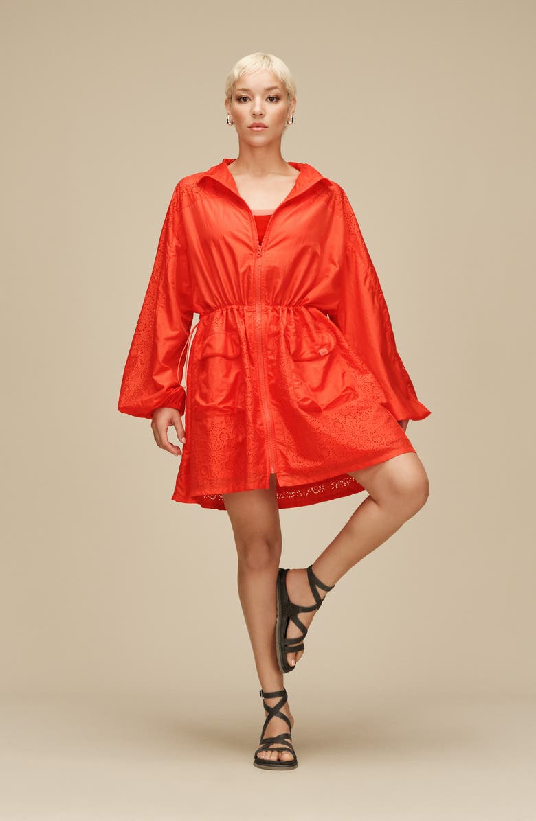 UGG<sup>®</sup> GoldenGaze Embossed Ankle Wrap Sandal, Alternate, color, Dense Smoke