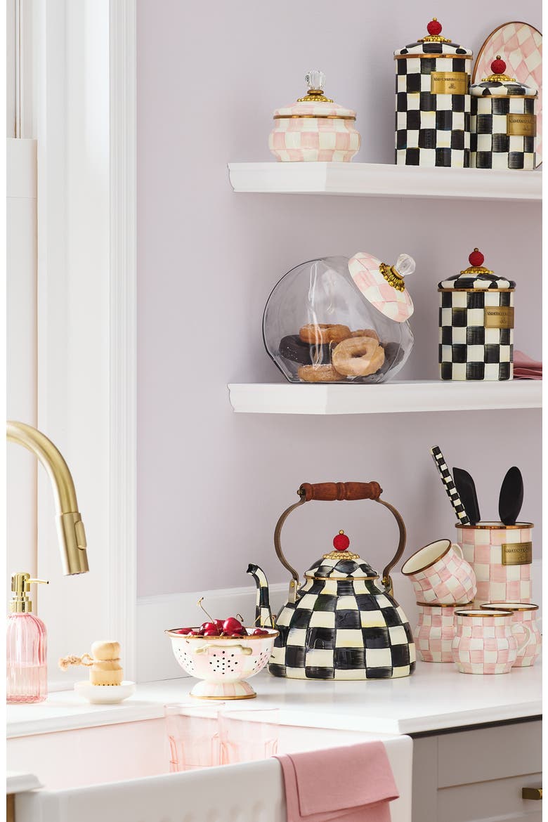 Cookie Jar with Rosy Check Lid, Alternate, color, PINK/ WHITE