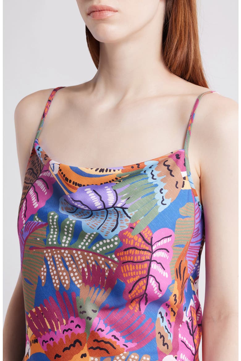 Tropical Print Satin Camisole, Alternate, color, WILD BERRY