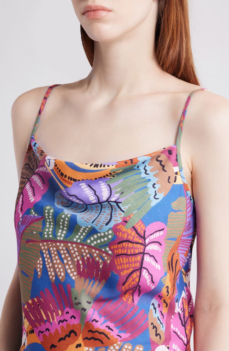 Tahari ASL Tropical Print Satin Camisole, Alternate, color, Wild Berry