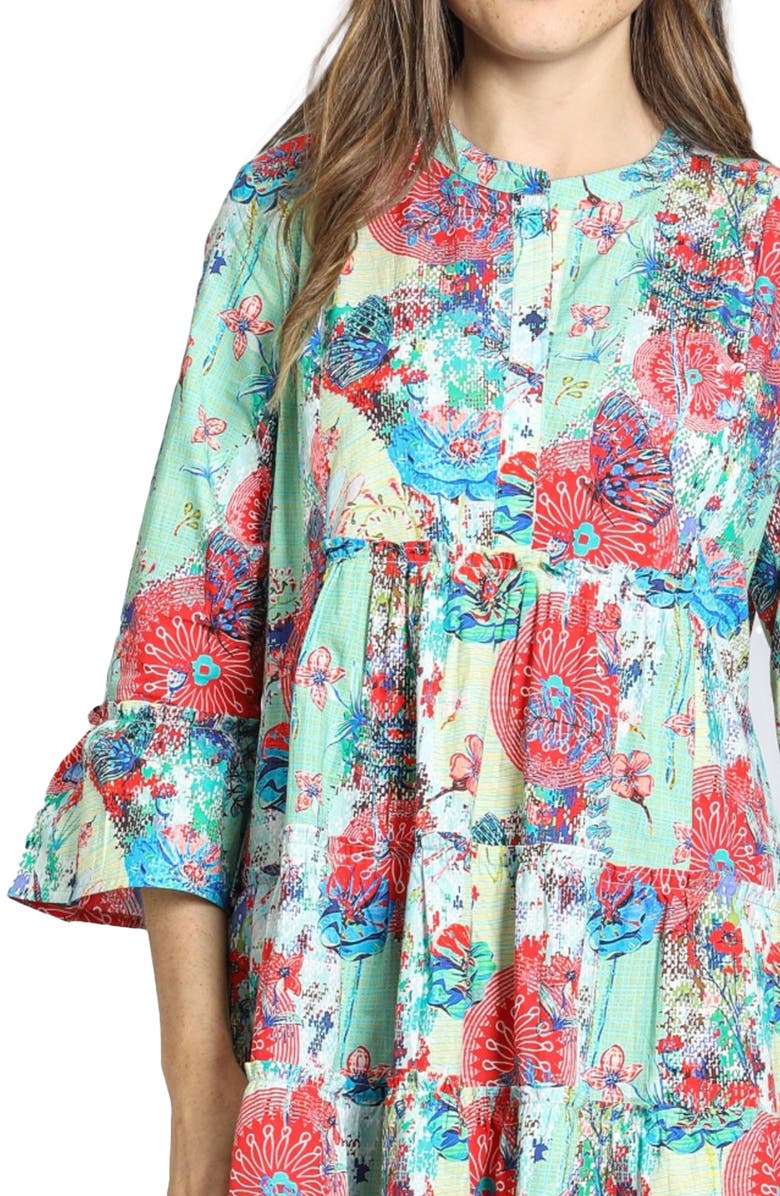 APNY Mix Print Tunic Dress, Alternate, color, Mint Green Multi