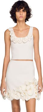 SANDRO Floral knit crop top