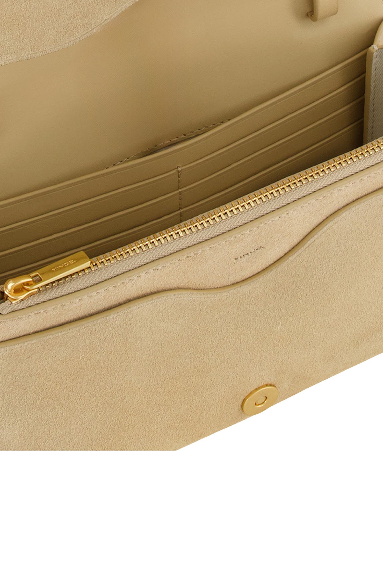 Vince Suede Wallet on a Strap, Alternate, color, Maiz