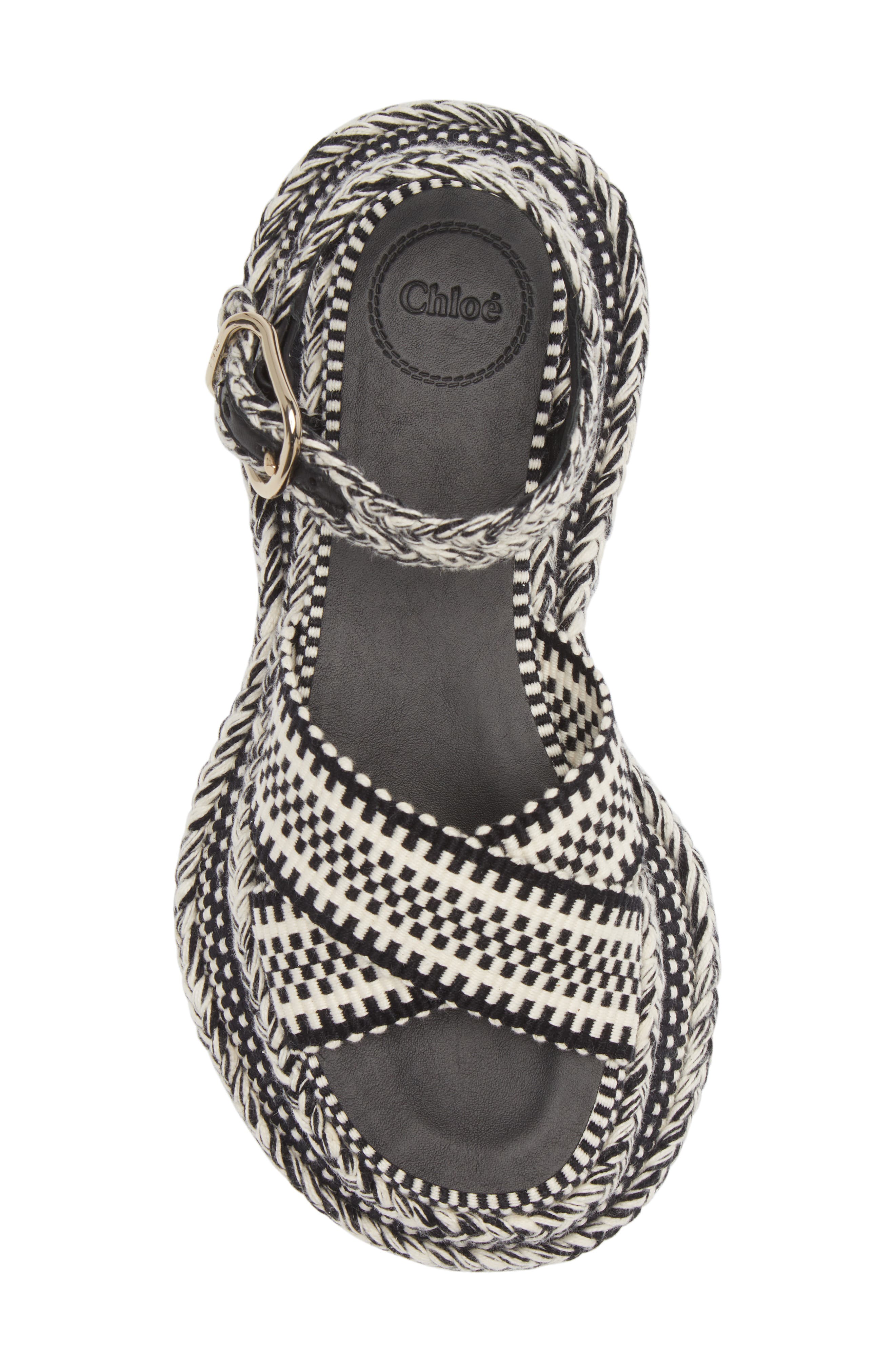 Chloé Meril Woven Platform Sandal, Alternate, color, White/ Black