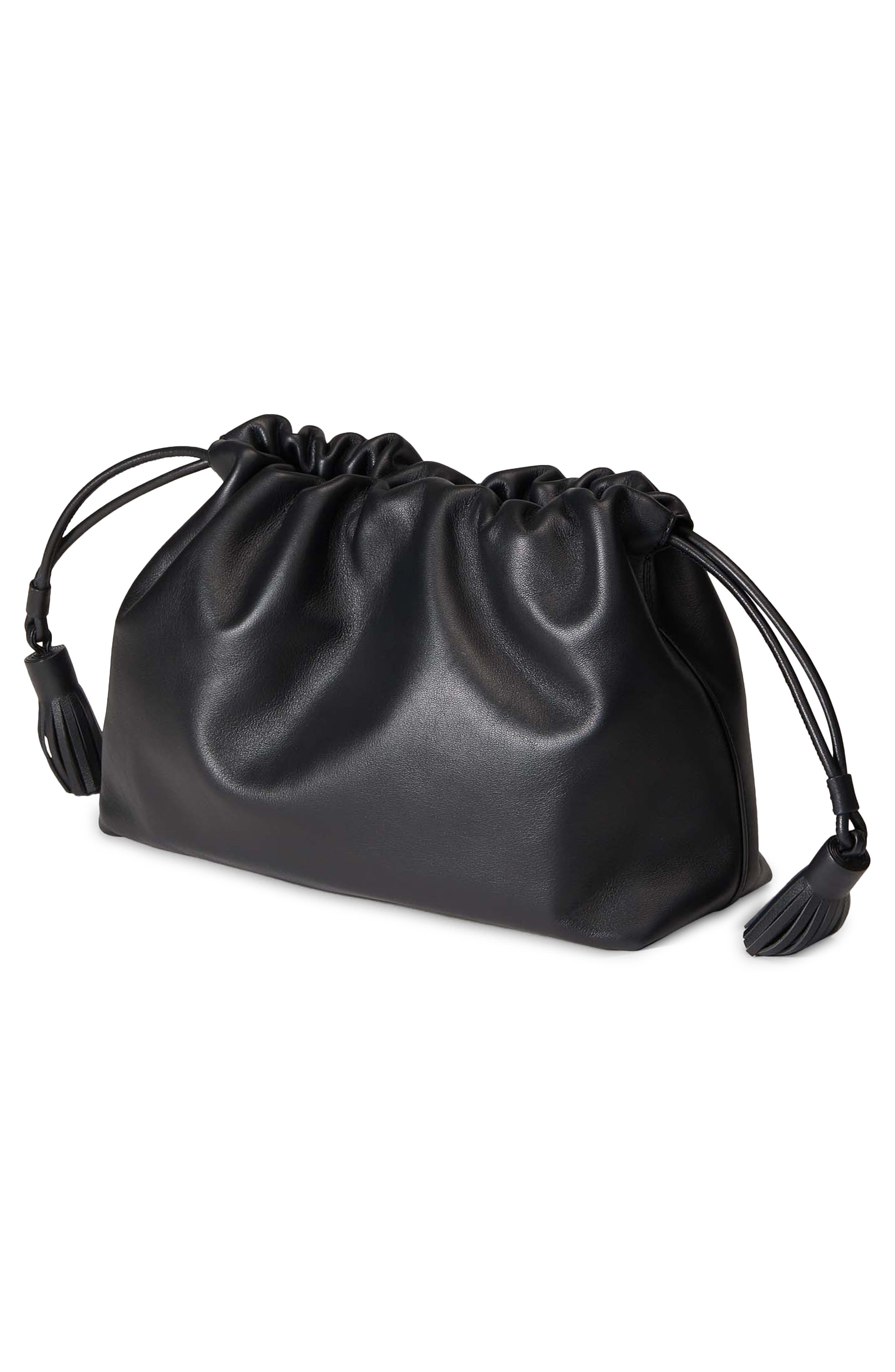 Veronica Beard Stash Leather Drawstring Clutch, Alternate, color, 