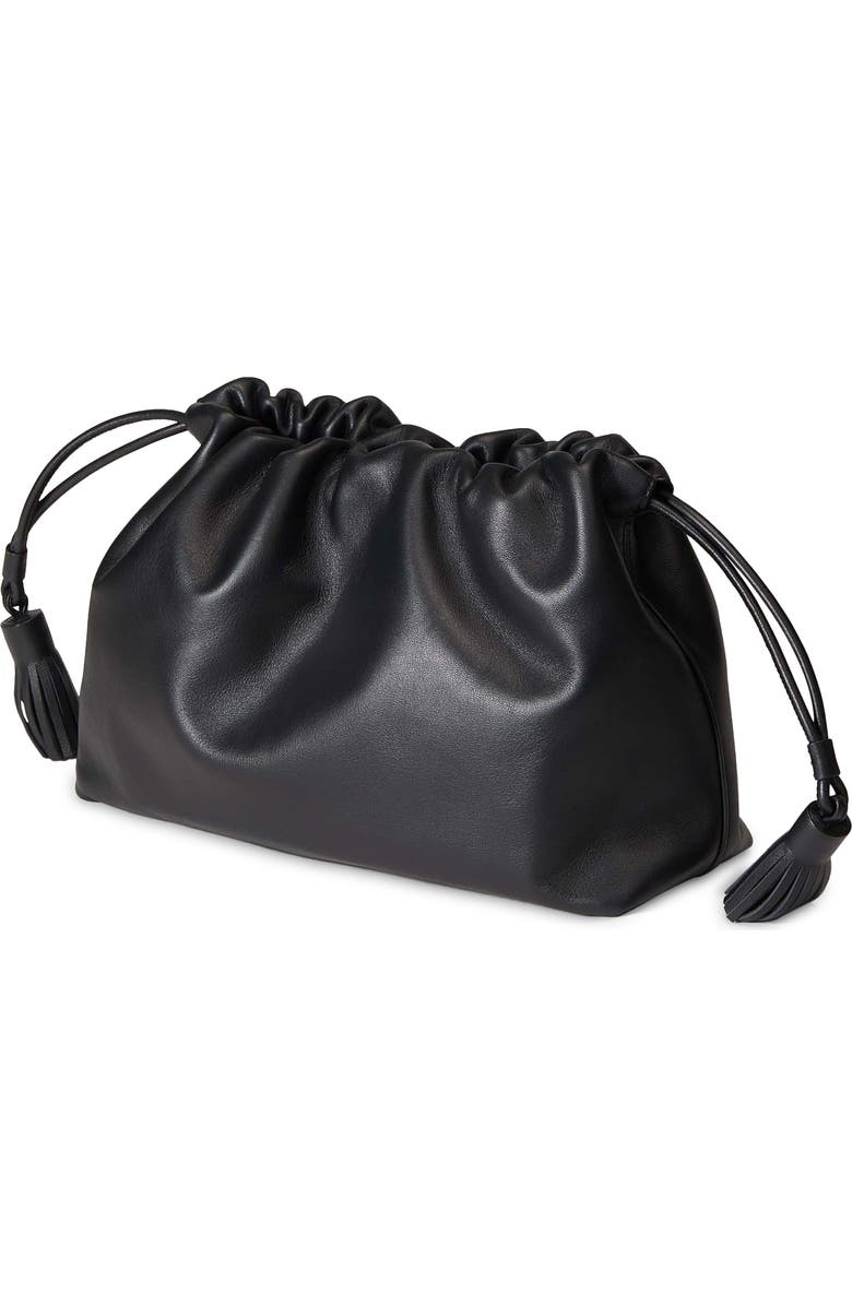 Veronica Beard Stash Leather Drawstring Clutch, Alternate, color,