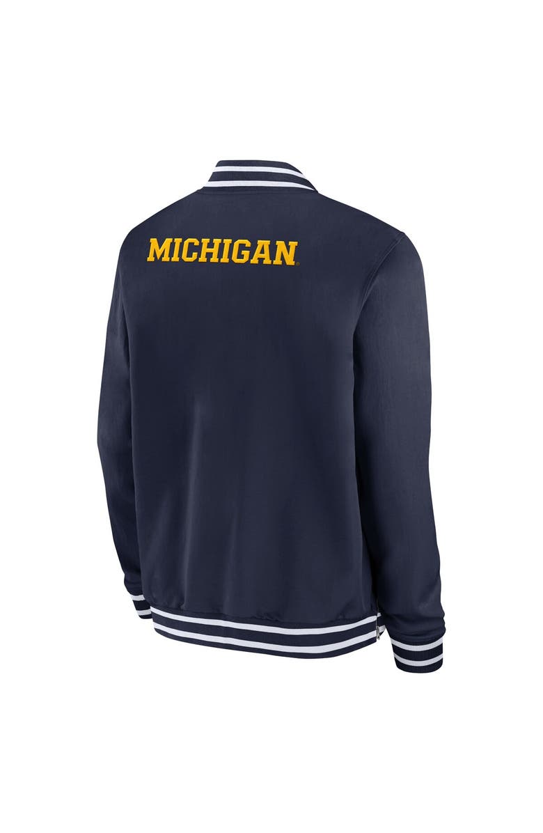 Jordan Brand Men's Jordan Brand Navy Michigan Wolverines 2024 Sideline Full-Zip Bomber Jacket, Alternate, color, Navy