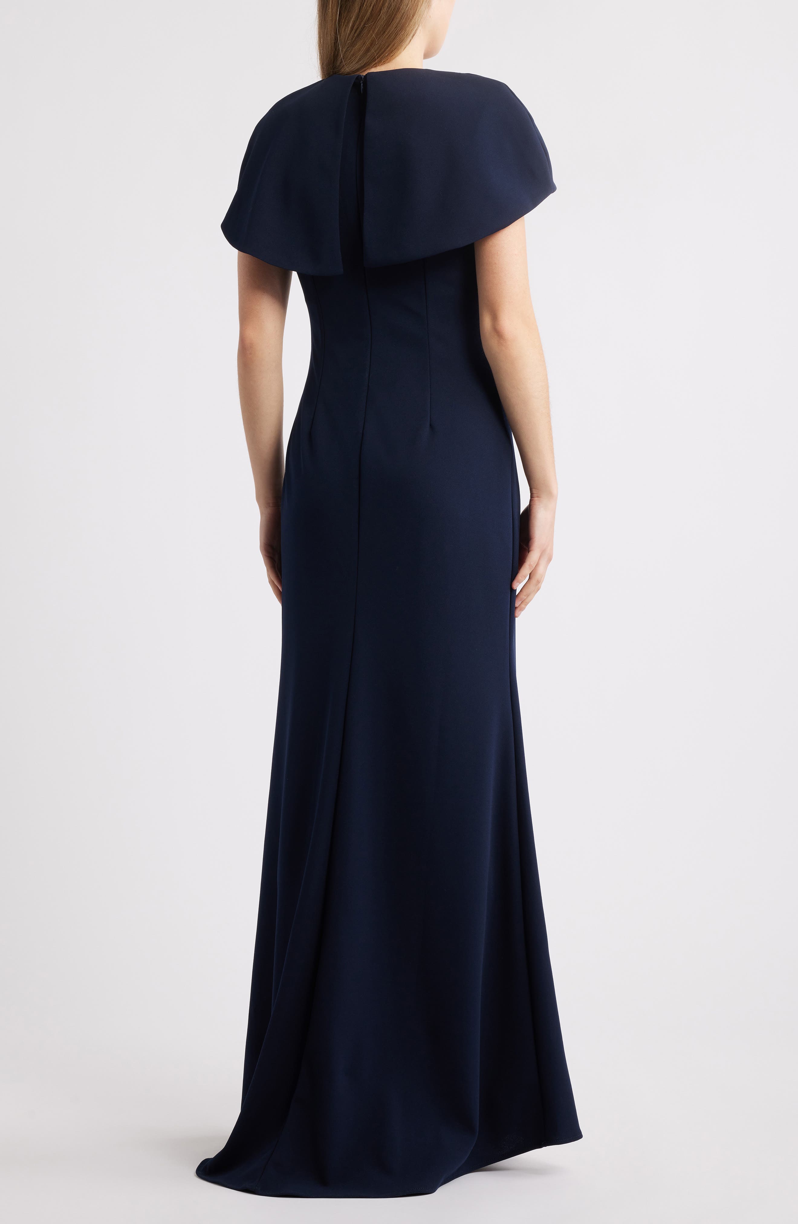 Cape Short Sleeve Scuba Crepe Gown - image 2