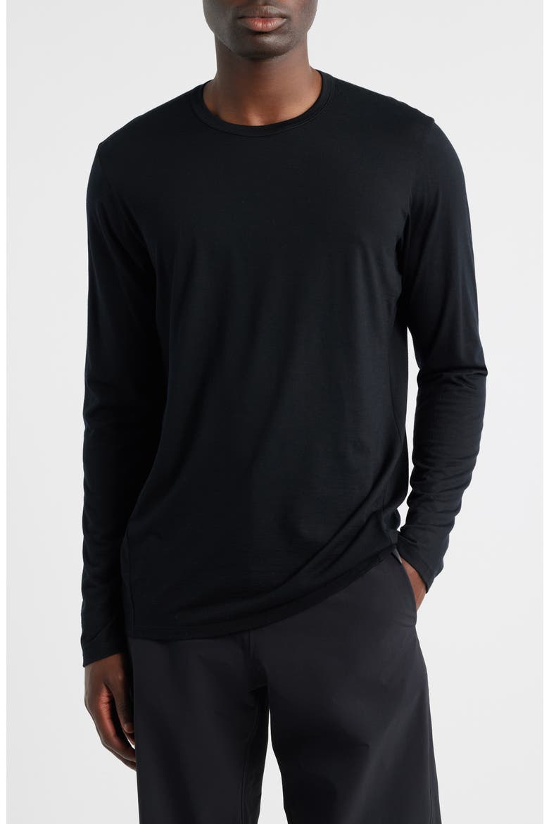 Frame Long Sleeve Wool Blend T-Shirt, Main, color, BLACK