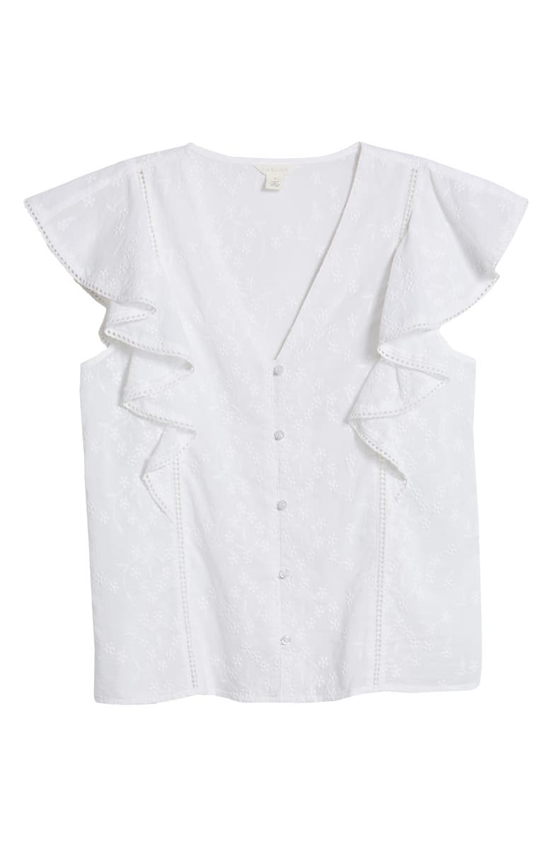 Caslon<sup>®</sup> Embroidered Ruffle Top, Alternate, color,