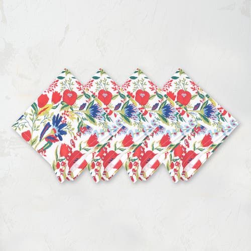 Carol & Frank Bella Winter Napkins Set Of 4 In Red