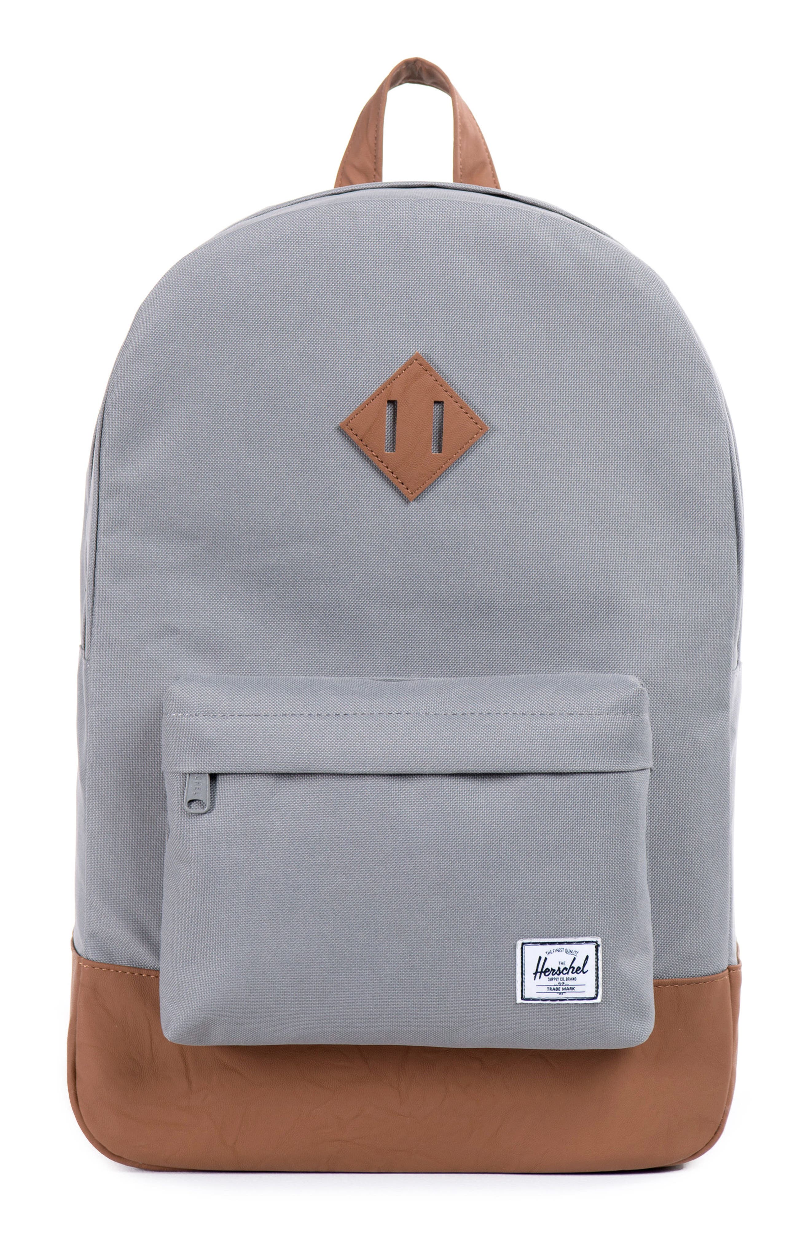 Heritage Backpack, Main, color, GREY/TAN SYNTHETIC LEATHER
