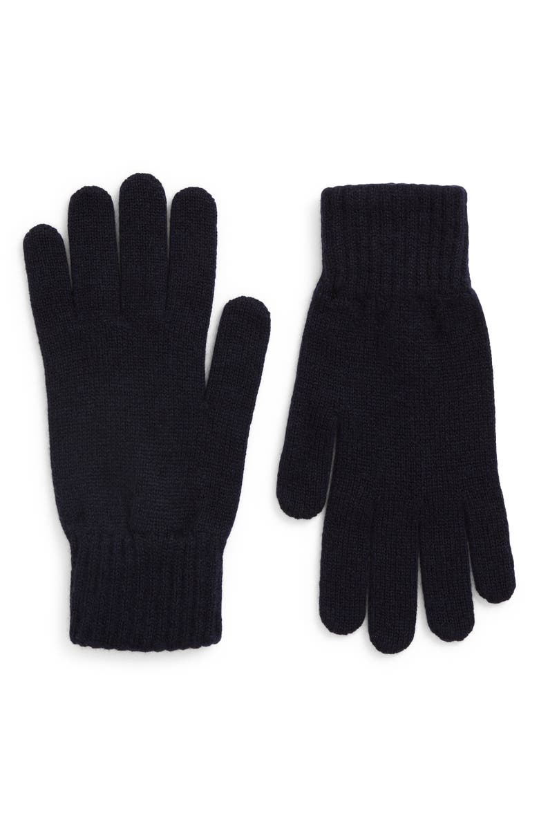 Johnstons of Elgin Cashmere Jersey Gloves, Main, color, Dark Navy